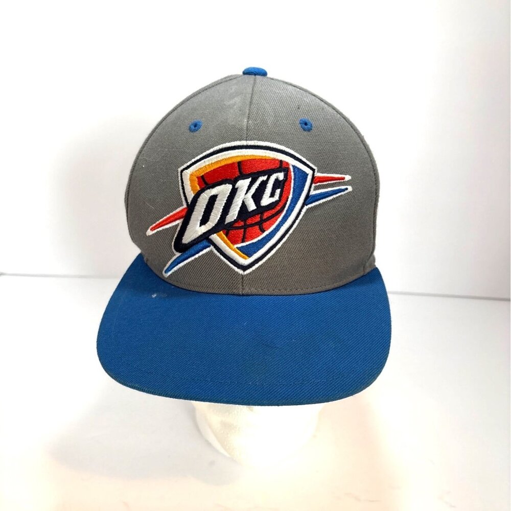 Mitchell & Ness Oklahoma City Thunder Snapback Hat Gray & Blue Adjustable NBA Ca
